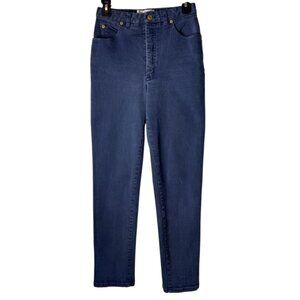 St John Jeans Women 4 Blue Medium Denim High Rise Tapered Leg Mom Luxury Preppy